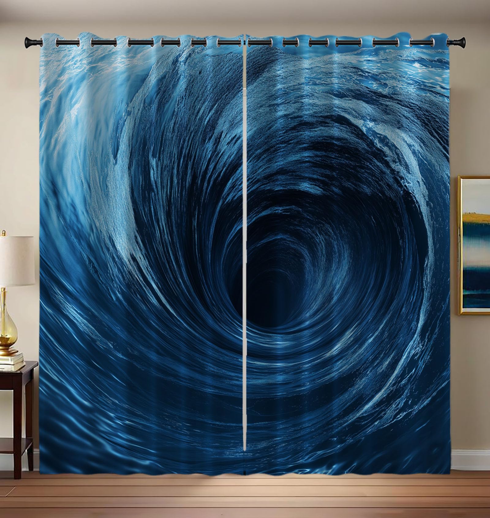 Rideaux chambre pour adulte et enfant au design 3D abstrait eau tourbillon pour salon moderne
