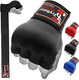 TrySalar Boxing Inner Hand Wraps Gel Mitts Padded Elasticated Gloves for Punching Fist Hand Protector Wrist Support, Muay Thai MMA Martial Arts Kickboxing Training Bandages