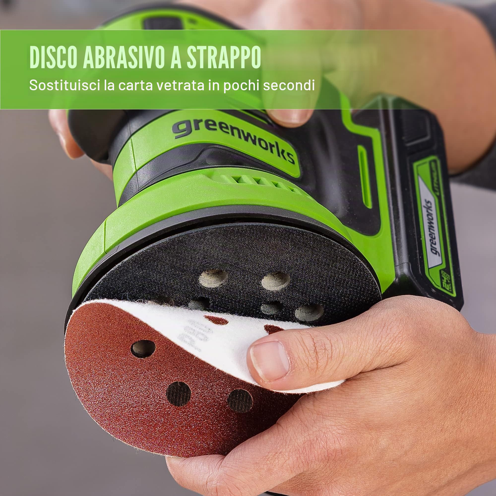 Greenworks 24V Orbital Sander Kit, 5" Random Sander Variable Speed, Tool Only
