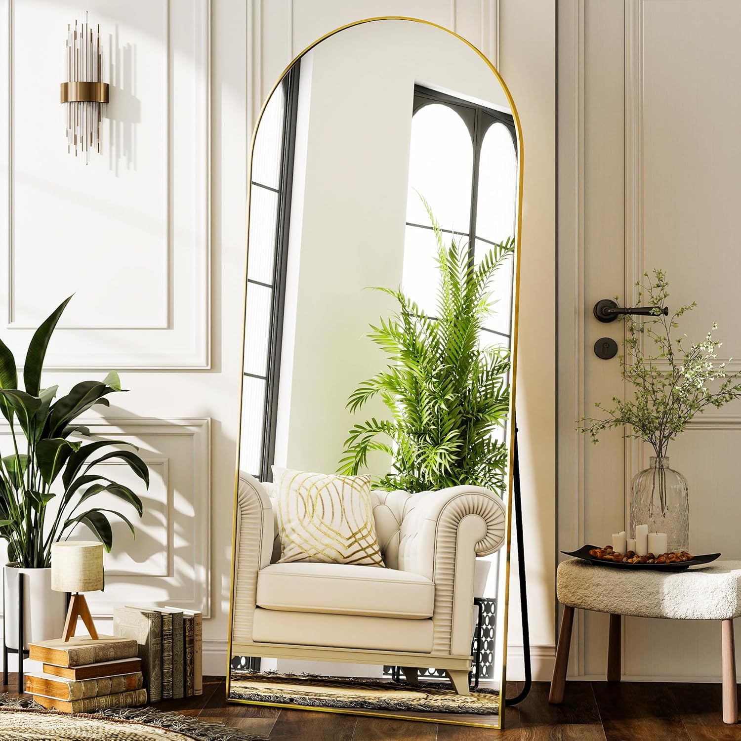 Arched Full Length Mirror 24 x 65 Inch Full Body Mirrors with Stand Mirrors Full Length for Bedroom Living Room Gold