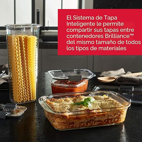 Miniatura 4 de Rubbermaid Brilliance - Recipientes de vidrio para almacenamiento de alimentos, 8 tazas, juego de 2, sin BPA, a prueba de fugas, transparentes