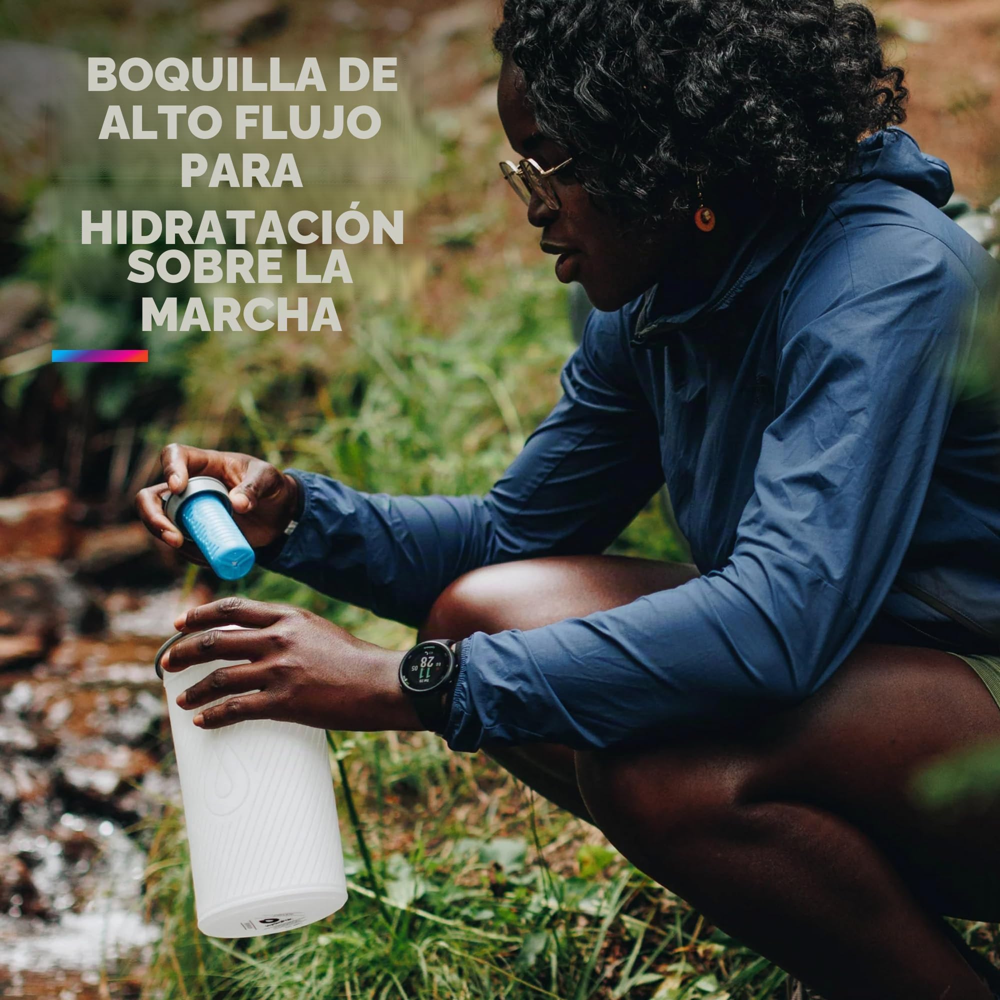 Bidón flexible FLUX 1.5L traslúcido con filtro