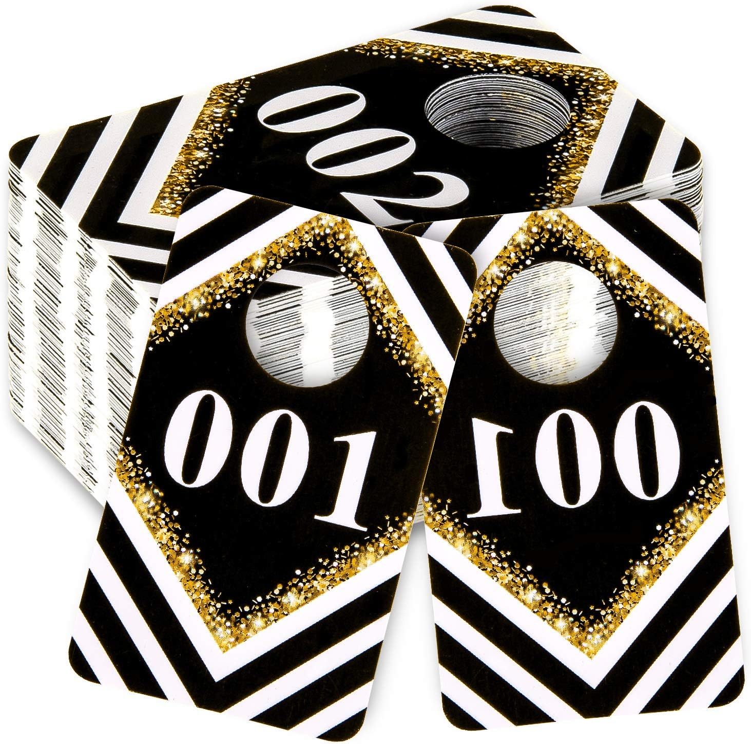 Whaline Live Sale Number Tags, 001-100 Number Set, 2 x 3 Inch Plastic Normal and Reverse Mirror Image Number Tags for Facebook Live Reusable Hanger Cards for Clothes 100 Consecutive Numbers
