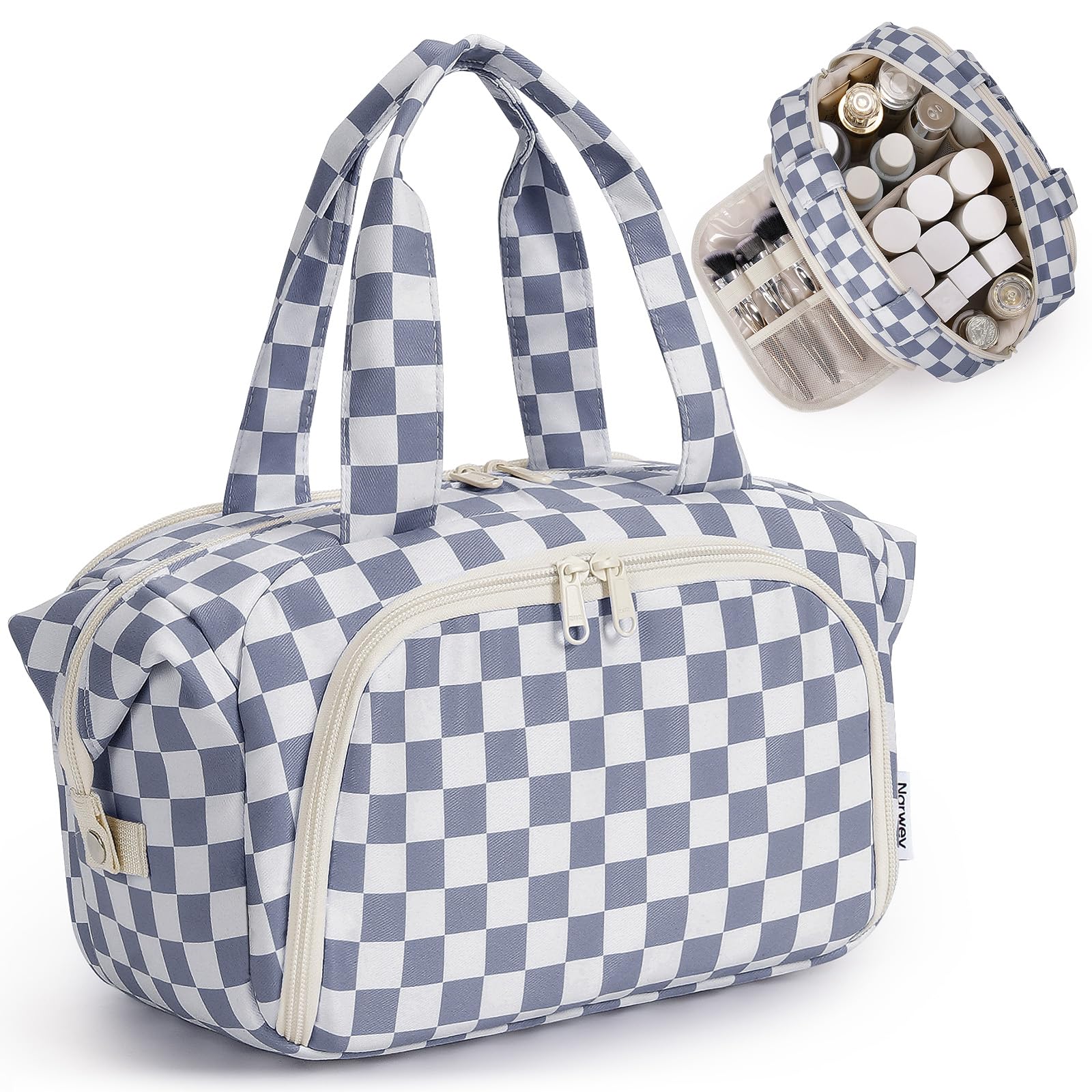 Narwey Weit geöffnete Kulturtasche Damen Gross, Kulturbeutel Groß Damen Kosmetiktasche Waschtasche Make up Tasche Organizer für Kinder and Frauen