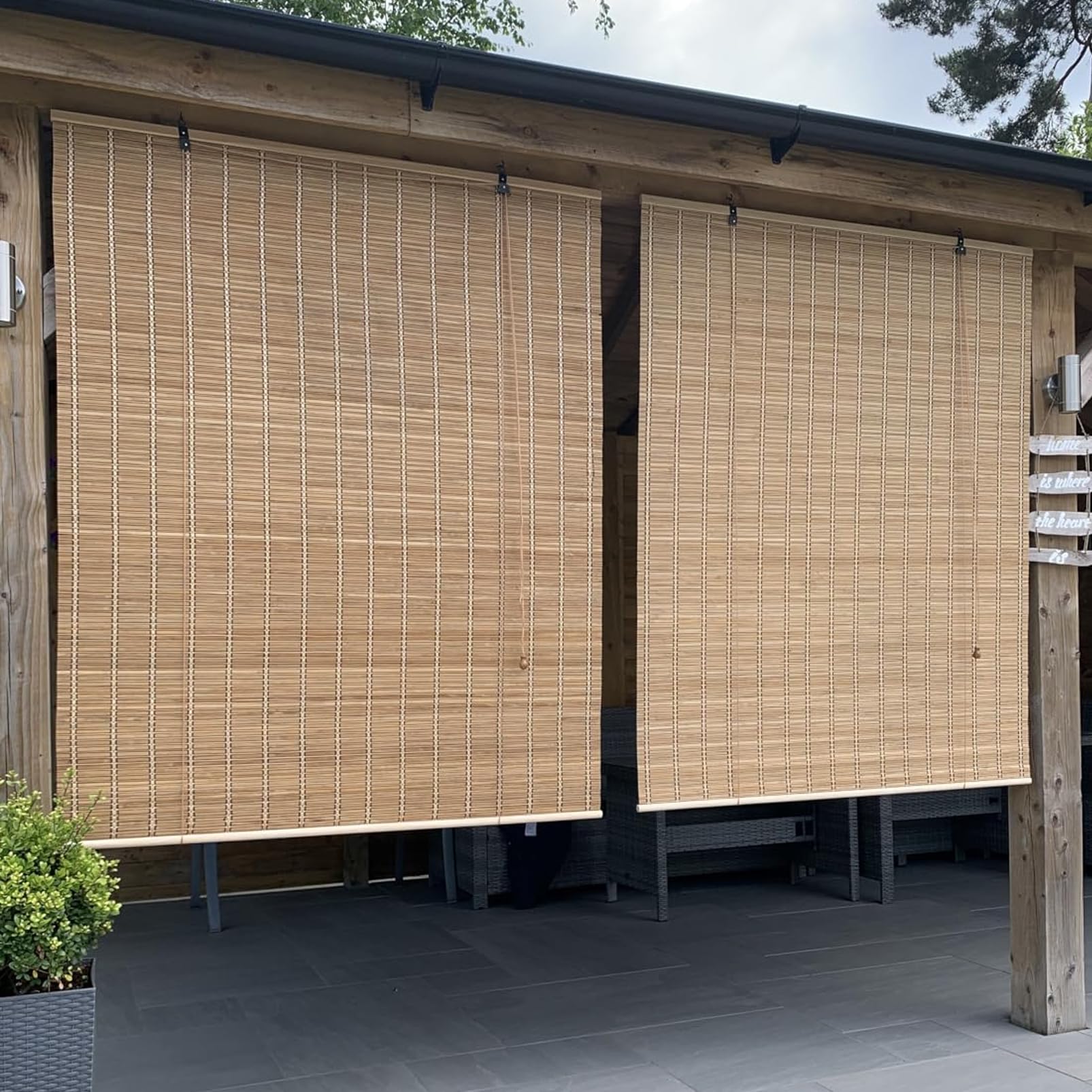 Retro-Rollo aus Bambus, Rollo aus natürlichem Bambus, Verdunkelungsrollo, Rollo aus Naturholz, Rollo verstellbar für Gewächshaus Pavillon