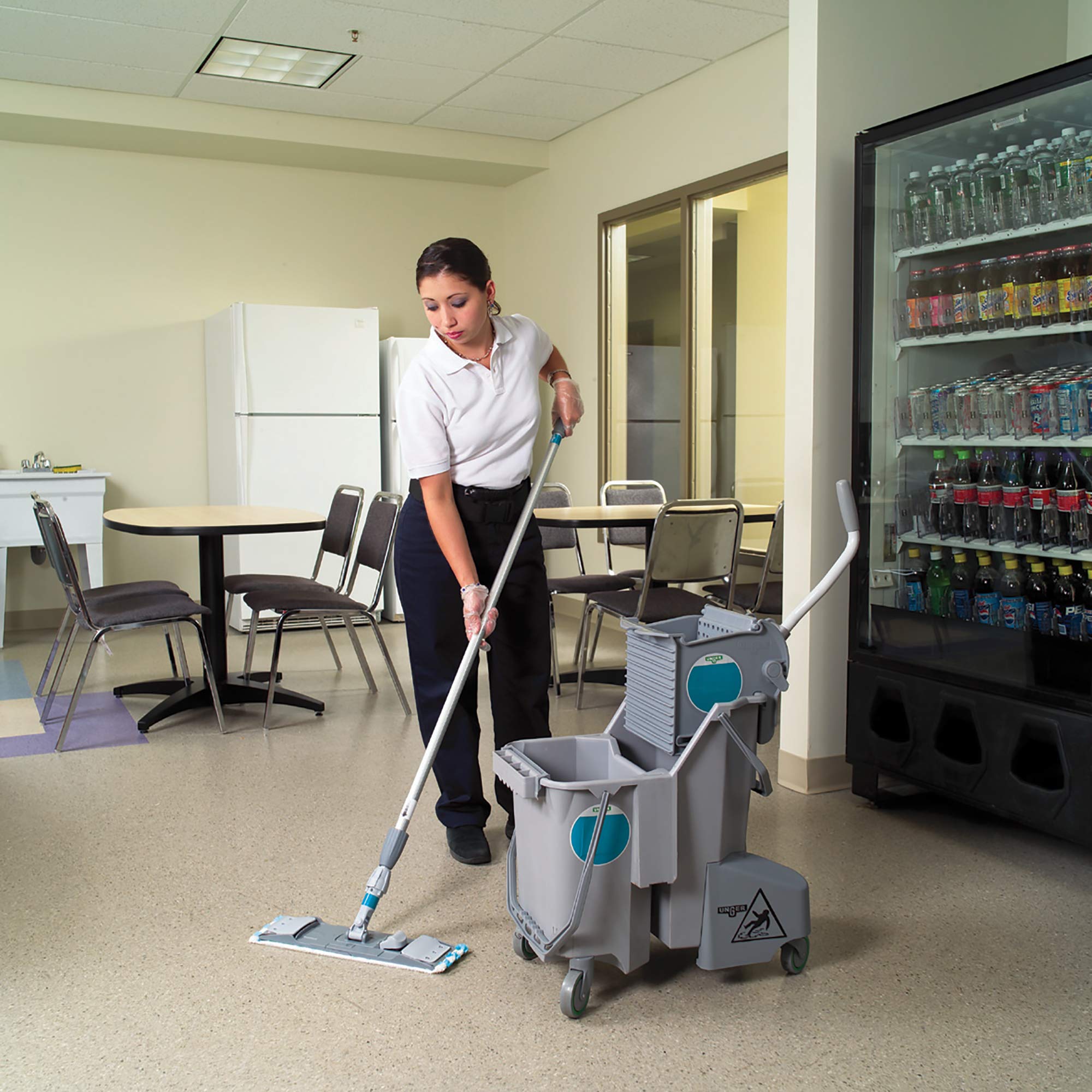 Unger Md40B Lot de 1 serpillère MicroMop 7.0 (Couleur Bleu-Blanc, Taille 40 cm, 100% polyéthylène, Fibres : 100% Polyester)