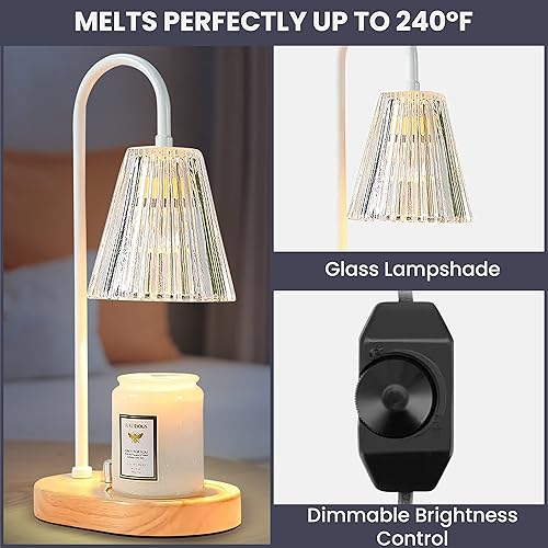 Miniatura 4 de Candle Warmer Lamp with 2 Bulbs for Candles, Dimmable Electric Lamp Decor Safe for Home or Office w (Metal)