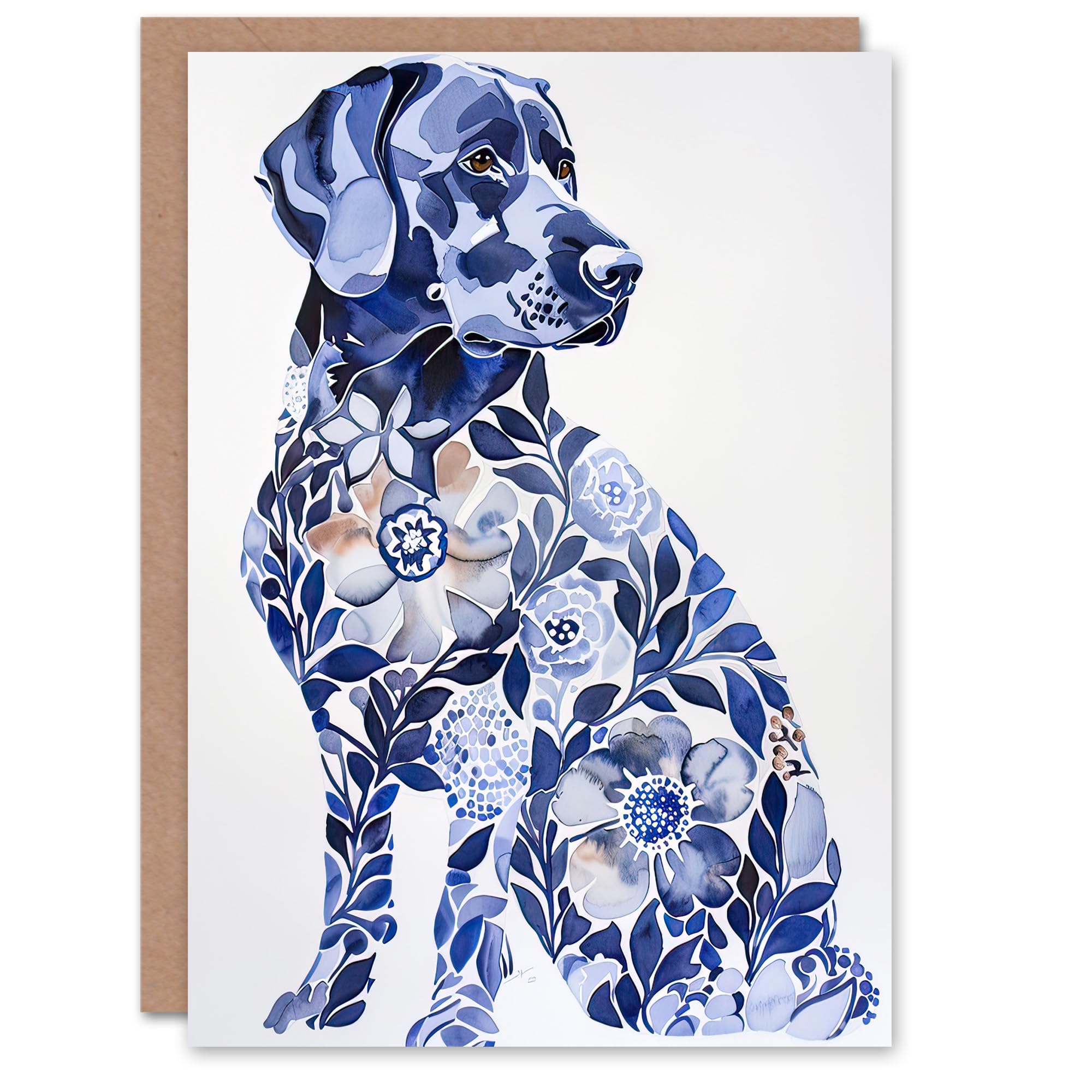 Artery8 Greeting Card Elegant Labrador Flower Pattern Fur Dog Lover For Her Woman Birthday Card