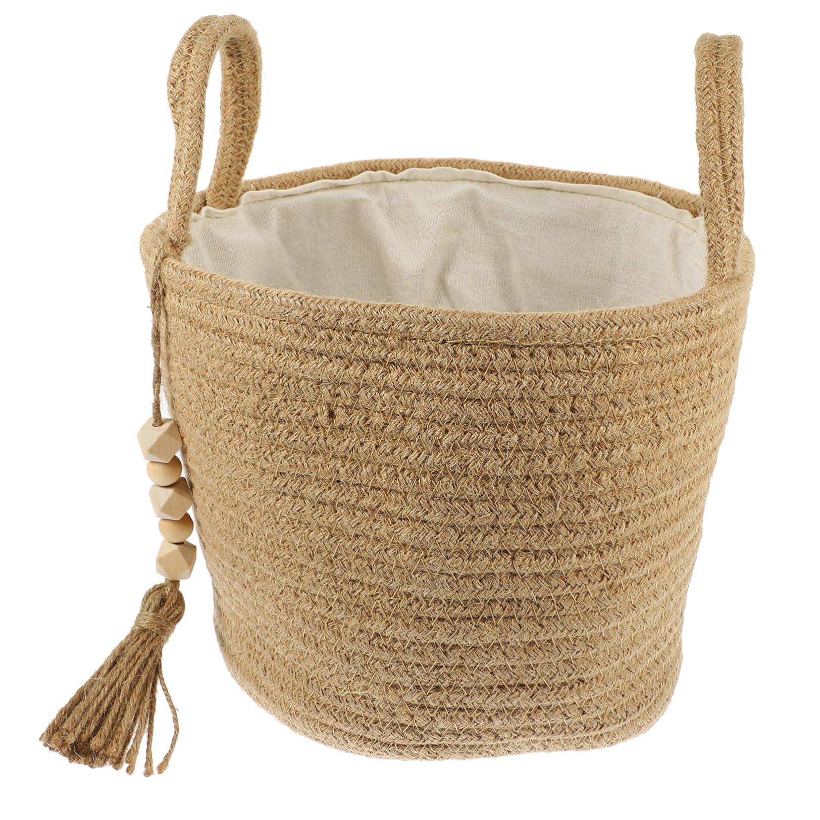 Cesta Tejida con Cuerda y Forro de Yute Cesta de Almacenaje con Asas Dobles para Ropa y Objetos Organizador Práctico y Decorativo para Hogar