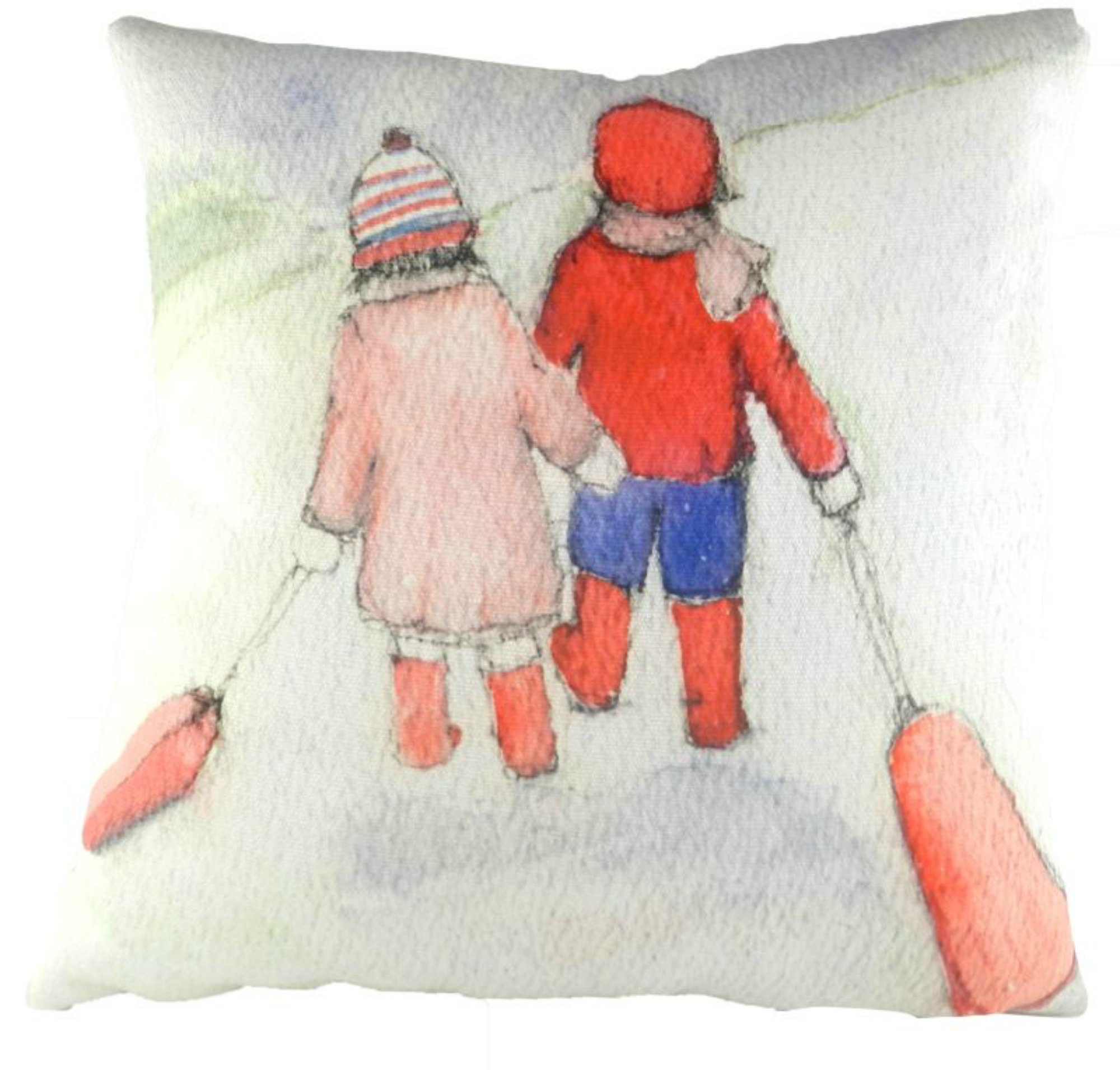 Sue Fenlon Sledging Friends, complete filled cushion by designer 43cm x 33cm