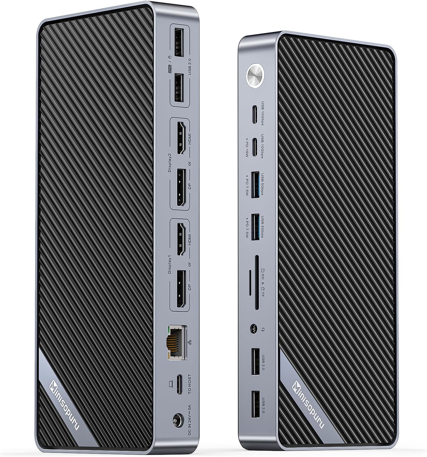 Minisopuru DisplayLink Docking Station Dual Monitor with 120W Power Adapter, 15W