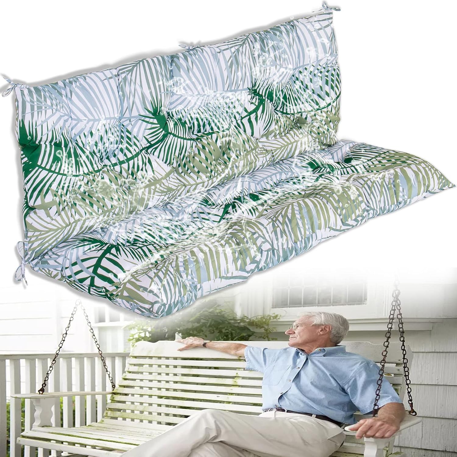Rlosqvee Porch Swing Cushions, Thicken 4" Outdoor Swing