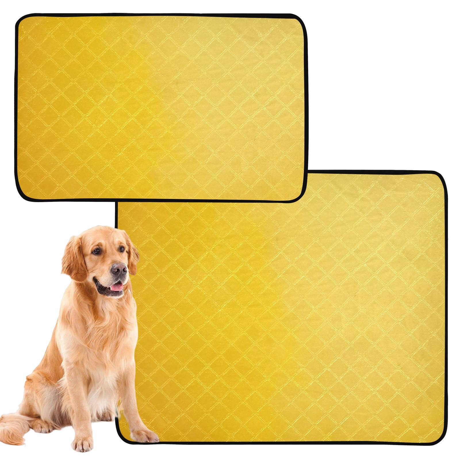 Zhirexin Lemon Yellow Washable Pee Pads for Dogs,Absorbent Reusable Puppy Pads Pet Training Pads for Whelping, Playpen, Crate, Bed M+L