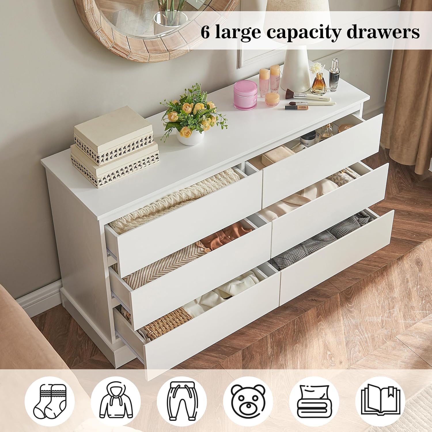 White Nursery Dresser with Soft Close Drawers