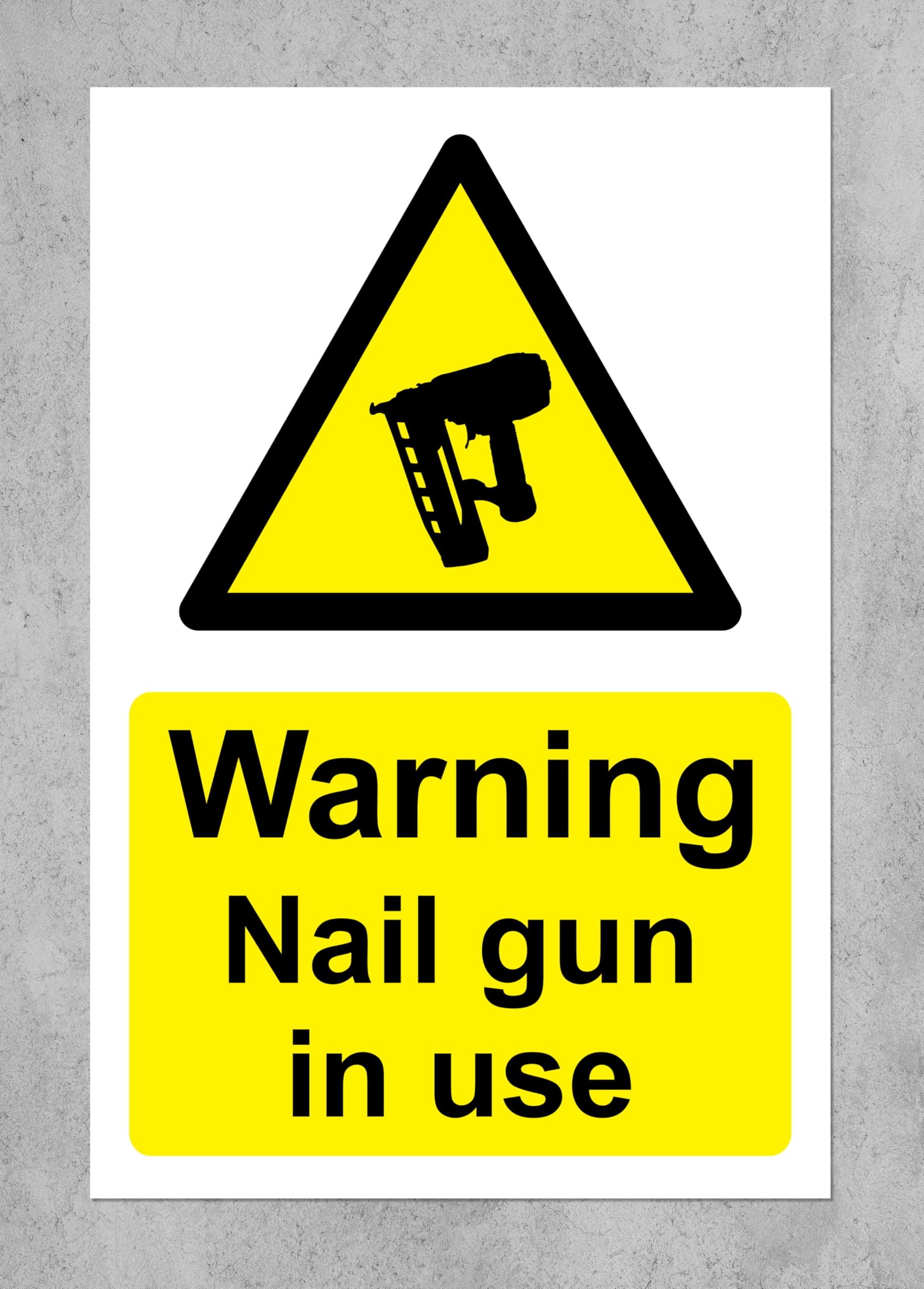 Warning Nail gun in use Safety sign - 3mm Aluminium sign (200mm x 150mm)