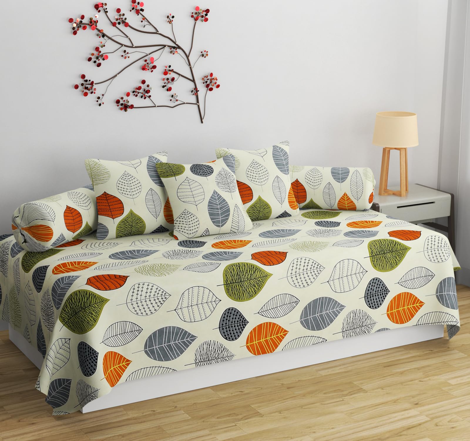 APALA Supersoft diwan Set for Living Room, diwan Set Covers Glace Cotton, diwan Set 6 Pieces (1 Single Bedsheet, 3 Cushion Covers, 2 Bolster Covers White)-picture-10