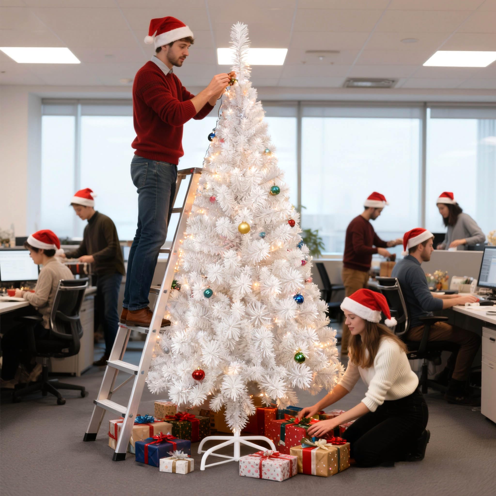 Uisebrt Árbol de Navidad artificial con soporte.