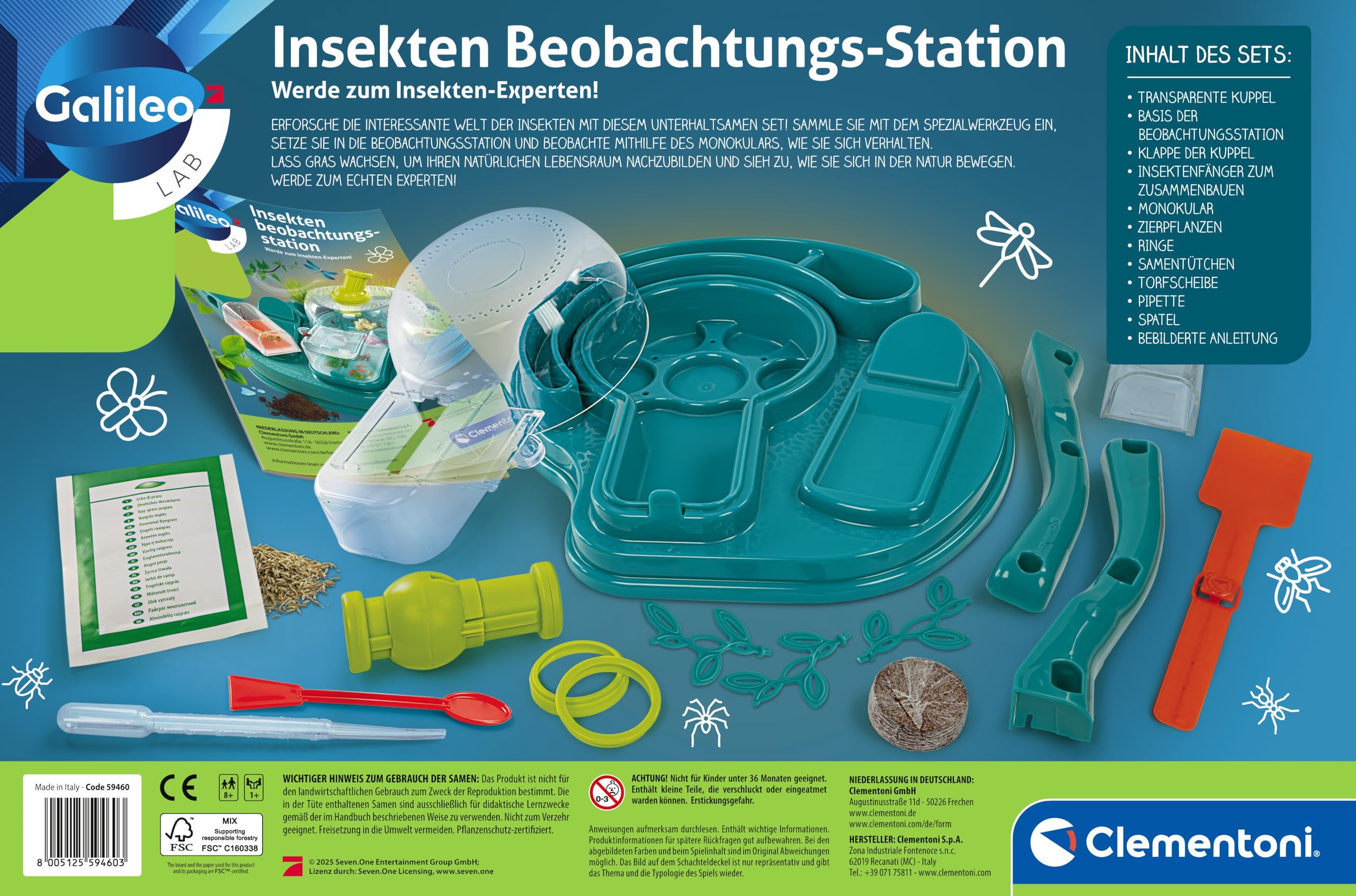 Galileo Lab Insekten Beobachtungs-Station - Forschungsstation für Insekten, Raupen & Schmetterlinge, mit Zubehör - Für Kinder ab 7 Jahren - 59460 von Clementoni