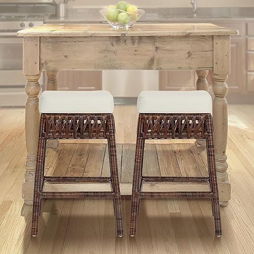 Miniatura 2 de JONATHAN Y CSL1100A Bali - Taburete de mimbre sin espalda de 25.5 pulgadas para el hogar, cocina, comedor, espacios de trabajo, cafeterías y