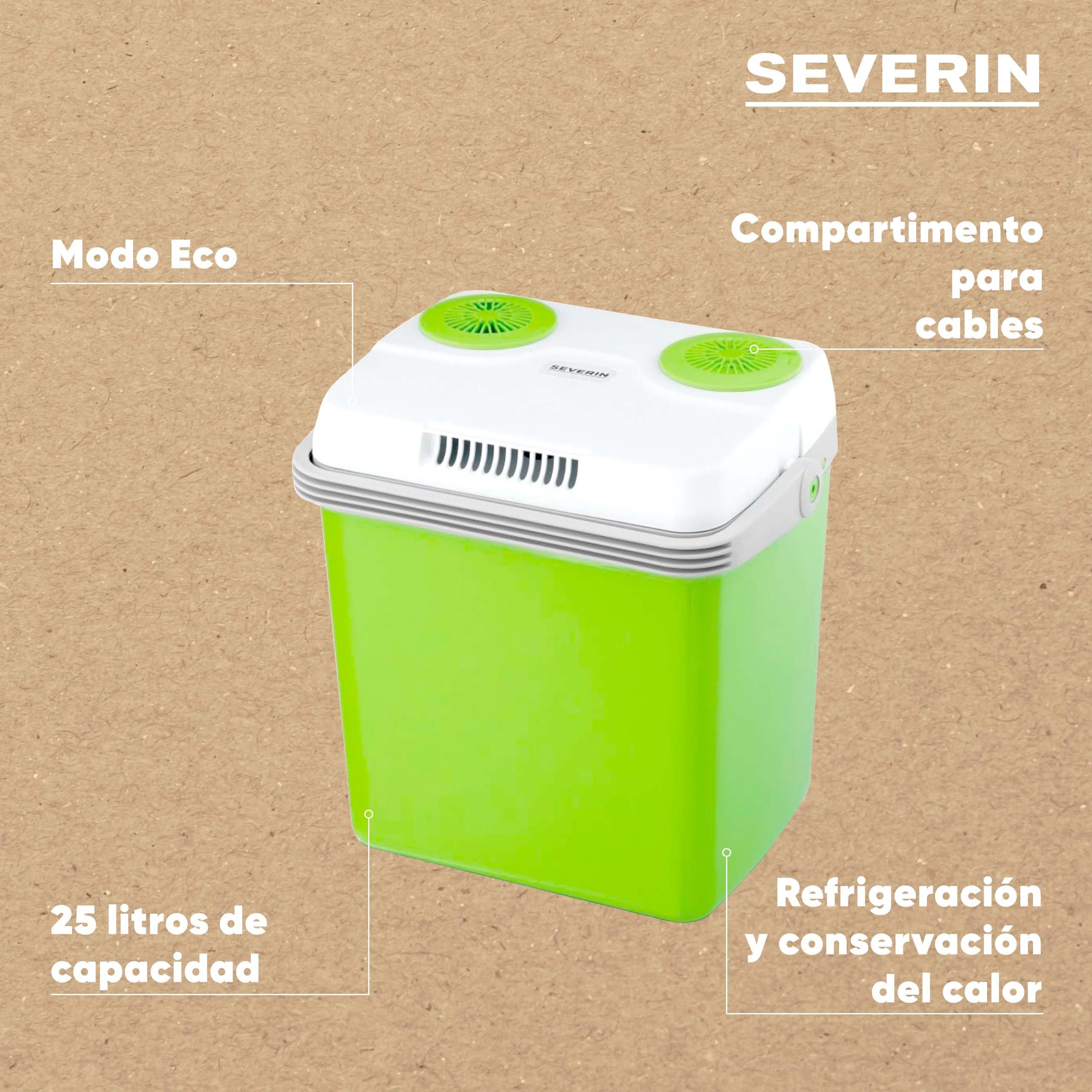 Severin TKB 2925 - Nevera portátil eléctrica con conexión USB, capacidad de 25 l, potencia 58 W, color gris verde