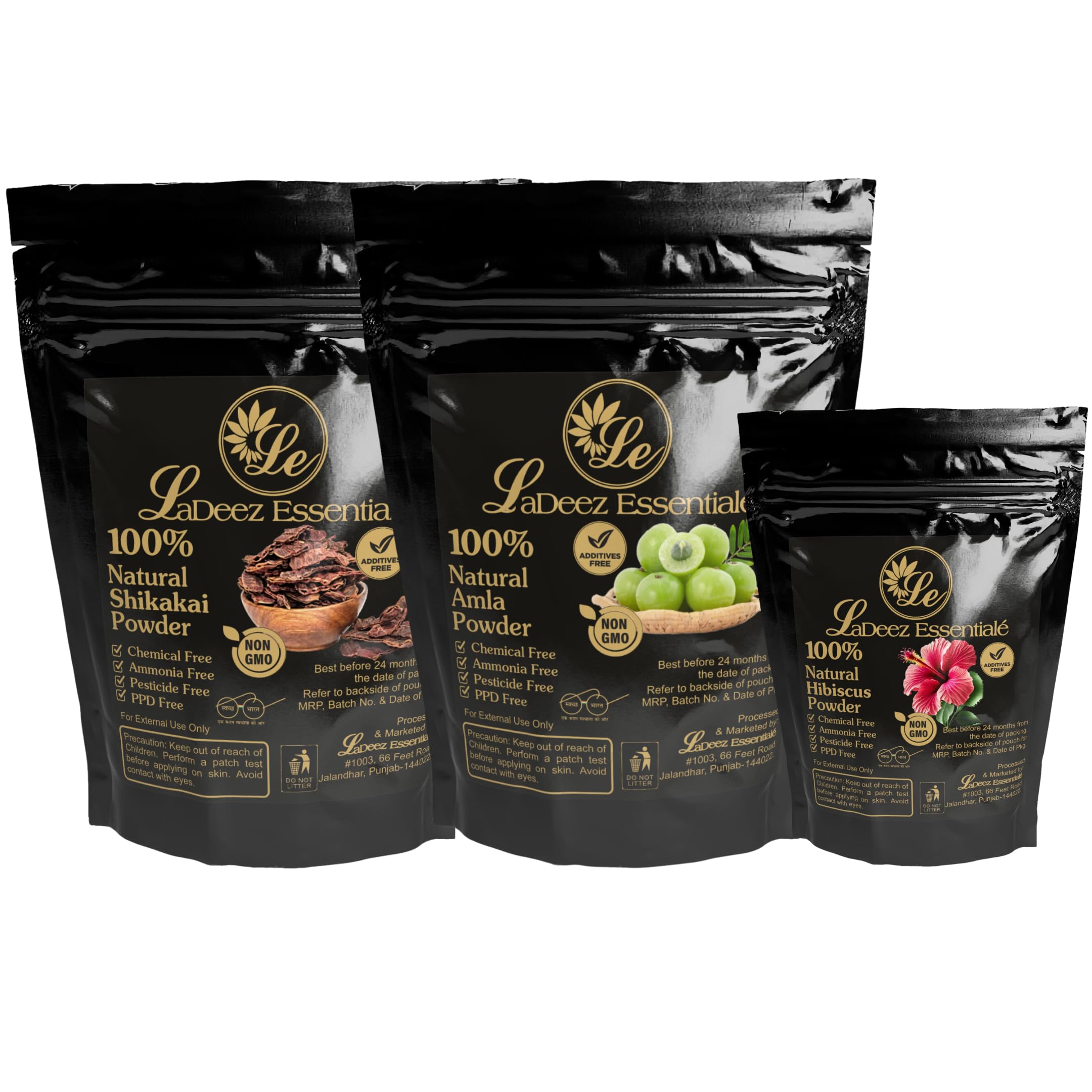 LaDeez Essentiale Amla Shikakai Hibiscus Natural Hair Care Trio Combo Powders 250gm