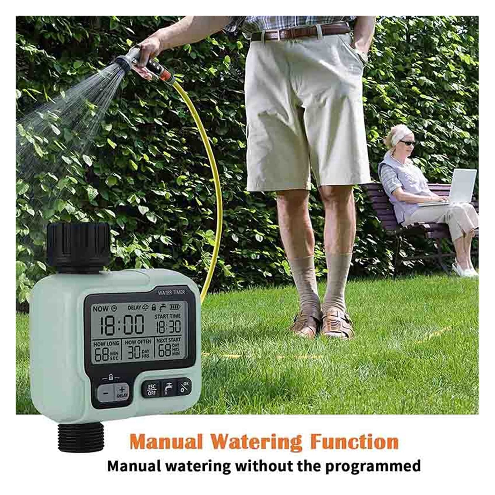 Válvula de agua inteligente Apagado Temporizador de rociadores con pantalla grande Temporizador de riego de jardín Controlador de riego Grifo programable digital Riego Sistema de riego Control remot