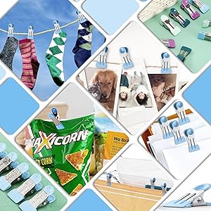 Clothes Pins, Chip Clips,Chip Clips Bag Clips Food Clips 20 Pcs,Towel Clips,Bag Clips for Food,Clothespins 2.17 Inch,Chip Clip,Chip Bag Clip,Metal Clips,Clothes Pins Heavy Duty,Colored Clothespins
