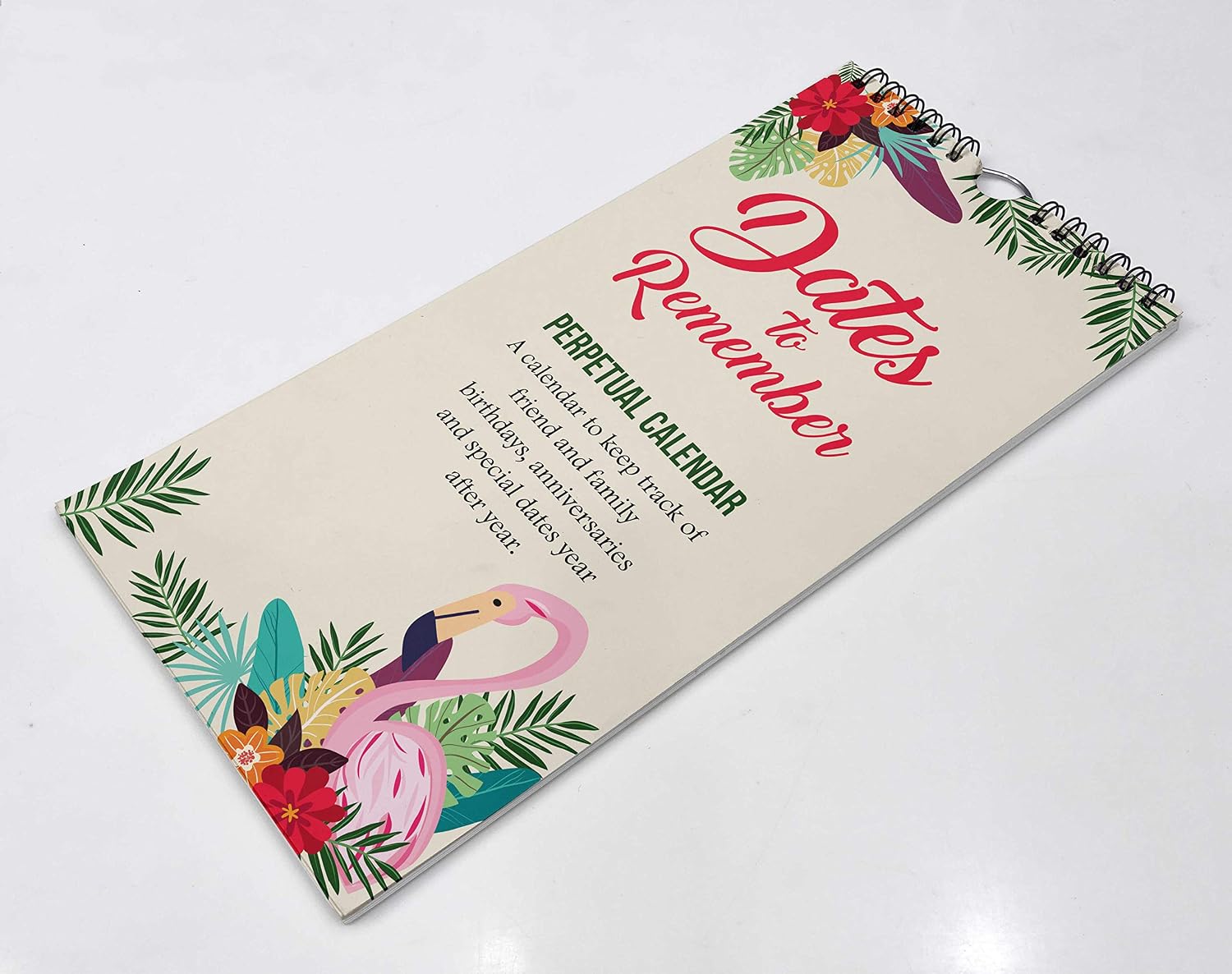 Inkdotpot Flamingo & Floral Rustic Perpetual Calendar Birthday Wall Hanging Anniversary Special Event Reminder Calendar Book Journal Stationary Wall Hanging Birthday Gift Card Planner Organizer - Image 3