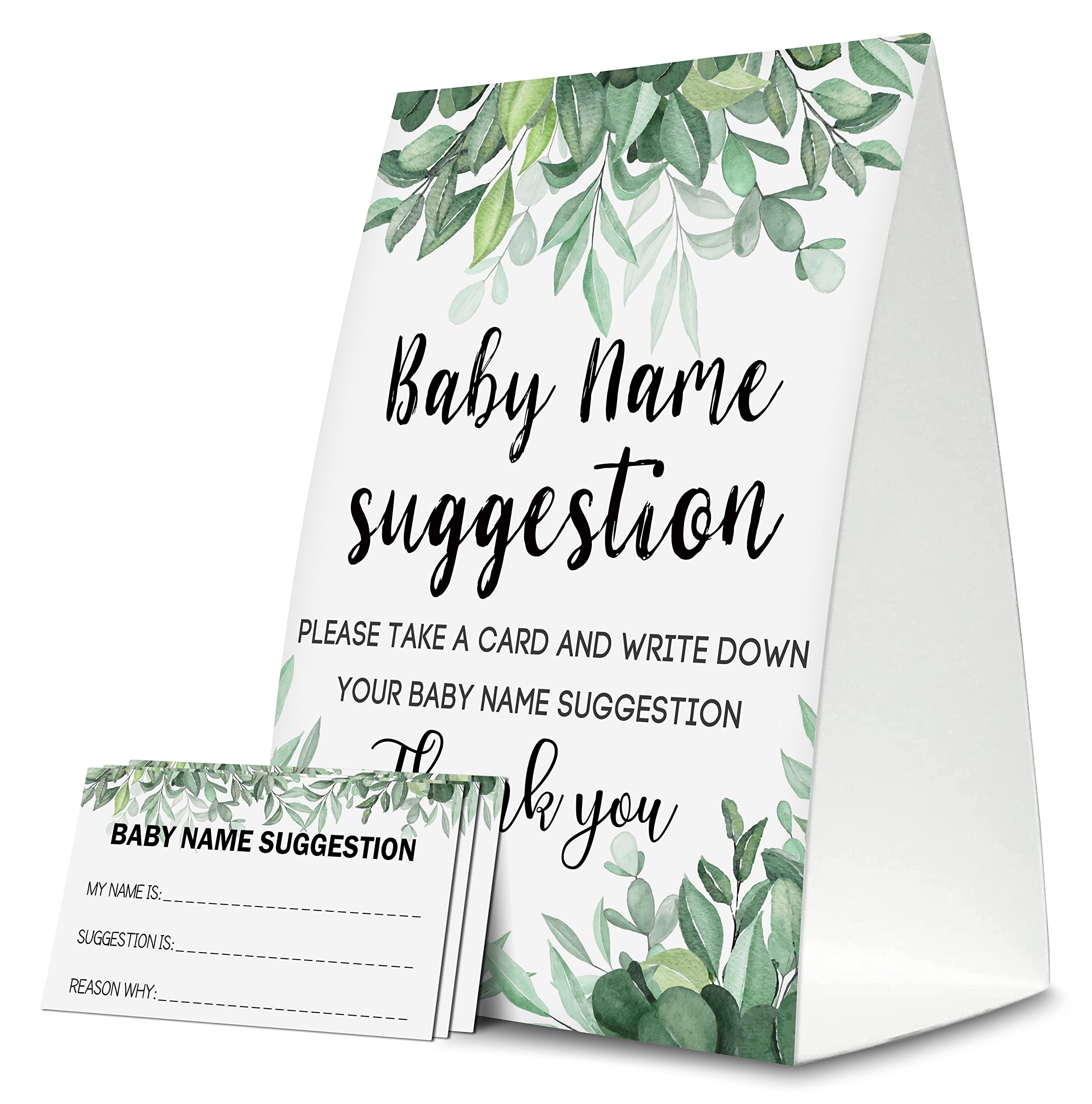 Baby Name Suggestion For Baby Shower Games, Greenery Themed Name Suggestion Game Card, Party Favors Supplies Decorate For Baby Showers Game Cards, 1