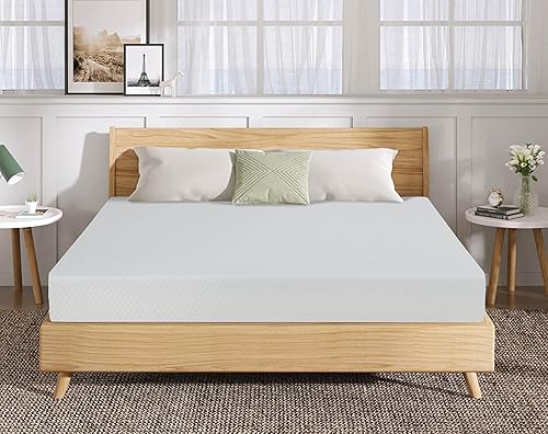 Green Tea Queen - Colchón de espuma viscoelástica de gel de 8 pulgadas, colchón refrescante, certificado CertiPUR-US, colchones de tamaño Queen para