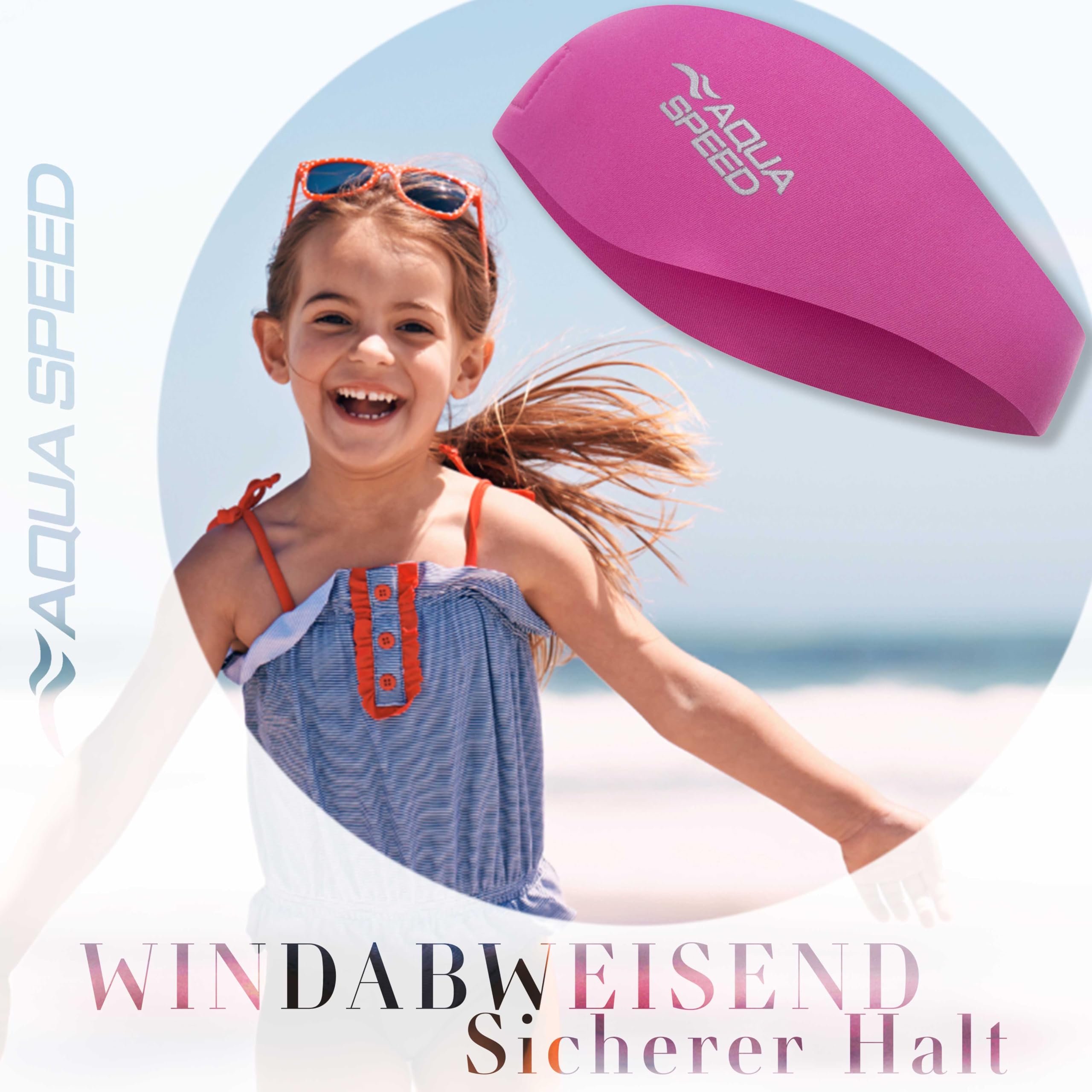 Aqua Speed EARBAND/EARBAND JR | Banda para la Cabeza | Niños | Adultos | Neopreno | Natación | Cinta de los oídos | Banda para el Cabello | Rosa