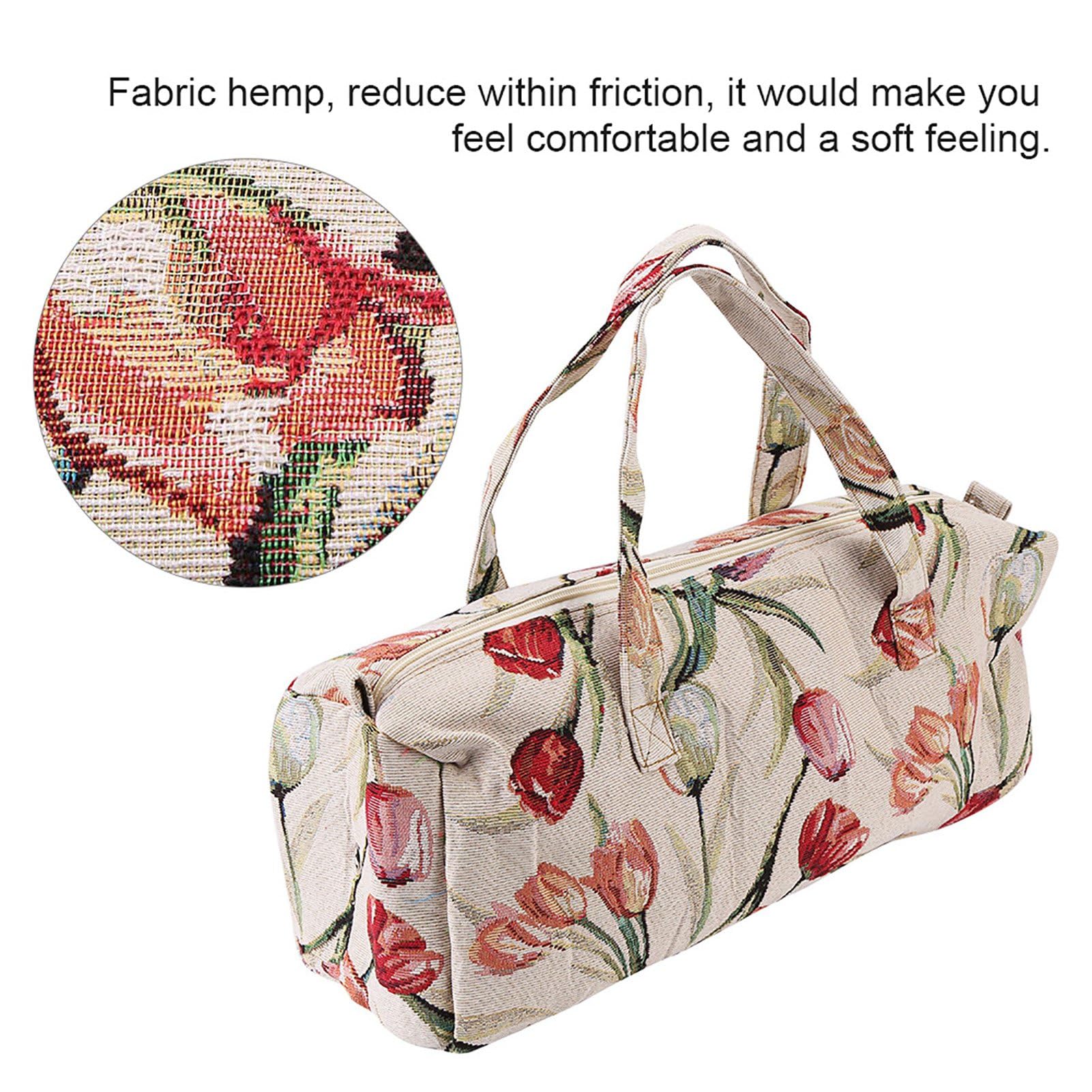 Gegong Borsa portaoggetti fatta a mano per ferri da maglia, in tessuto jacquard con fiori viola, rosa, per trucco, scrivania, viaggi, camera da letto, soggiorno (rosa jacquard)