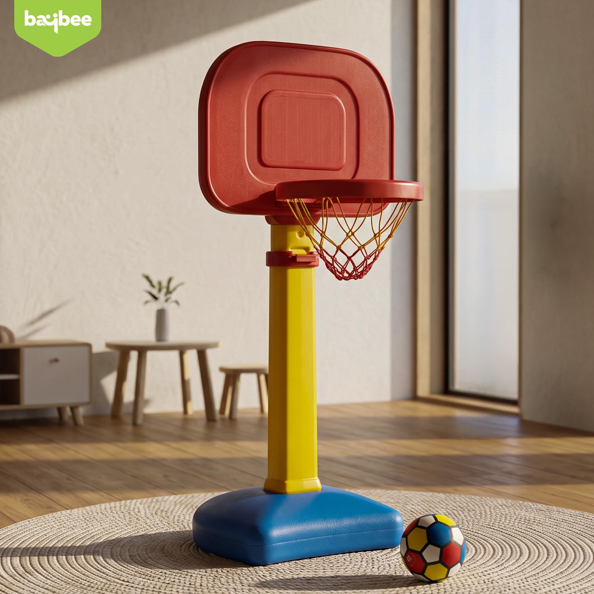 Baybee Multi Activity Sports Basketball for Kids | Indoor Outdoor Play area Setup for Kids |Adjustable Basketball Set Toys with Ball | Basketball Stand Set Toy Baby Basket Ball for Babies (Basketball)