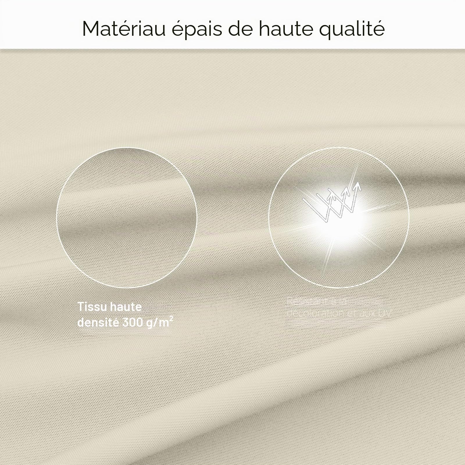 Ensemble de 2 coussins pour chaises de jardin extérieur, épais de 7 cm, coussins imperméables pour patio avec attaches, coussins de siège pour chaises de jardin, 45 x 45 cm, Beige