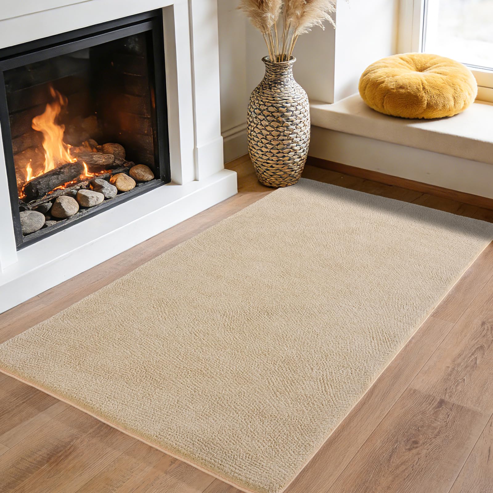 iEvery Waschbarer Kuscheliger Kurzflor Teppich Moderner Wohnzimmerteppich, Weich & Pflegeleicht Carpet rutschfest für Wohnzimmer, Schlafzimmer, Bettvorleger & Kinderzimmer Deko