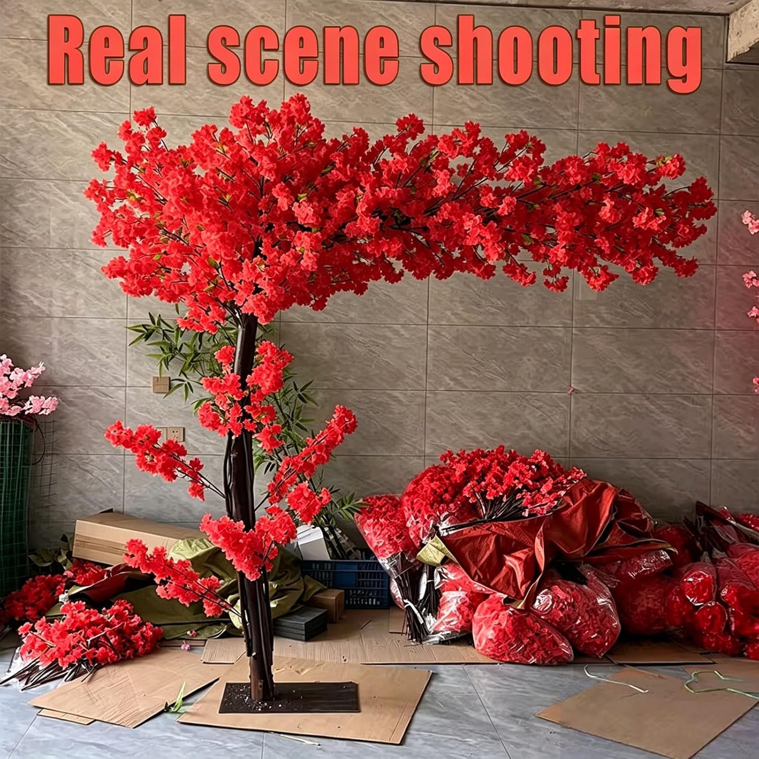 Générique Arbre Artificiel en Fleurs De Cerisier - Grand Arbre en Soie De PêCher Fait Main pour IntéRieur, ExtéRieur, Mariage, Maison, Bureau, Fête