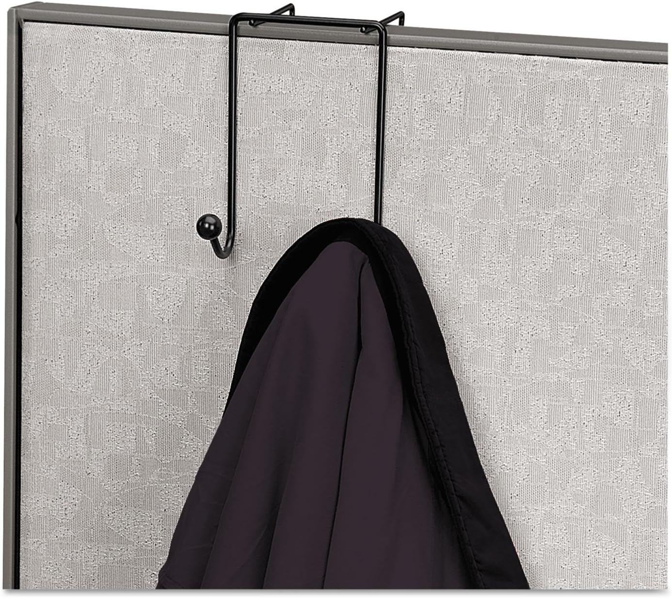 Fellowes 75510 Double Coat Hook, for Partitions, Wire, 4-Inch x5-1/8-Inch x6-Inch, Black