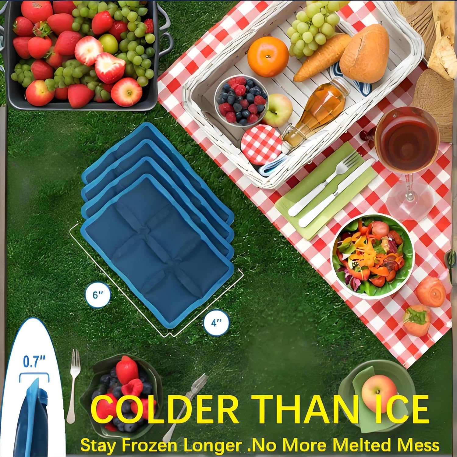 4 Pezzi Ghiaccio per Borsa per Frigo, Mattonelle Ghiaccio Riutilizzabili, Ghiaccio per Borsa Termica, Elementi Refrigeranti, per Viaggi, Scuola, Picnic