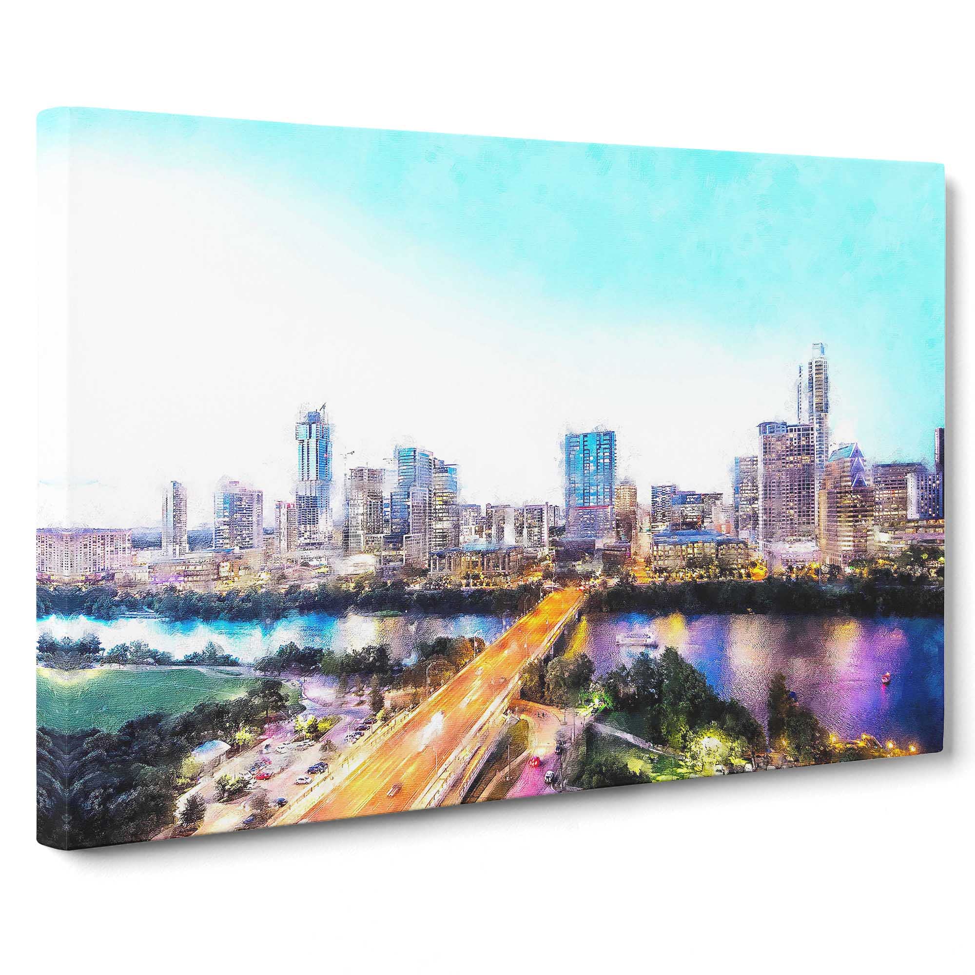 Austin Texas Skyline Canvas Print, Mixed, 25L x 50W cm