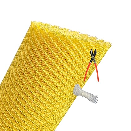 MESH Planet UV Stabilized Garden Fencing Net_Tree Guard Net_Anti Bird Net_PVC Virgin HDPE_3.3 Feet Height X 5 Feet Length_Ivory Color_800 GSM with 1 Cutter and 50 PVC Tags MPAVC34