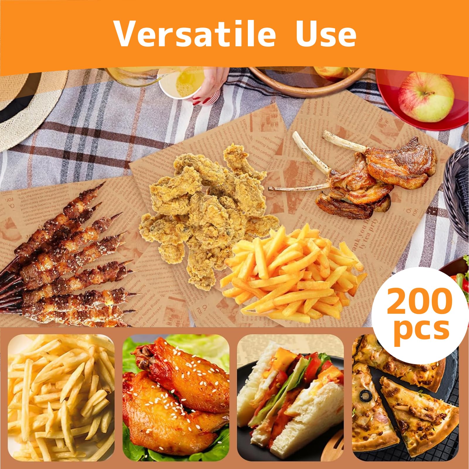 Deli papierbladen, 100 vel sandwichwikkelpapier 22 * 22 cm, wegwerp