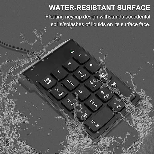 Miniatura 2 de Teclado numérico para portátil, teclado USB de 10 teclas, teclado numérico con cable, portátil, ultra delgado, mini numpad, números externos,