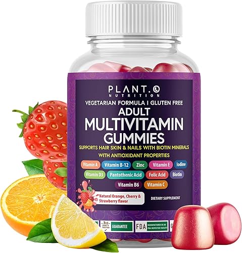 Gomitas multivitamínicas completas para adultos, mezcla todo en uno de vitamina A, B, C, D, E, zinc y biotina, gomitas de vitaminas para adultos