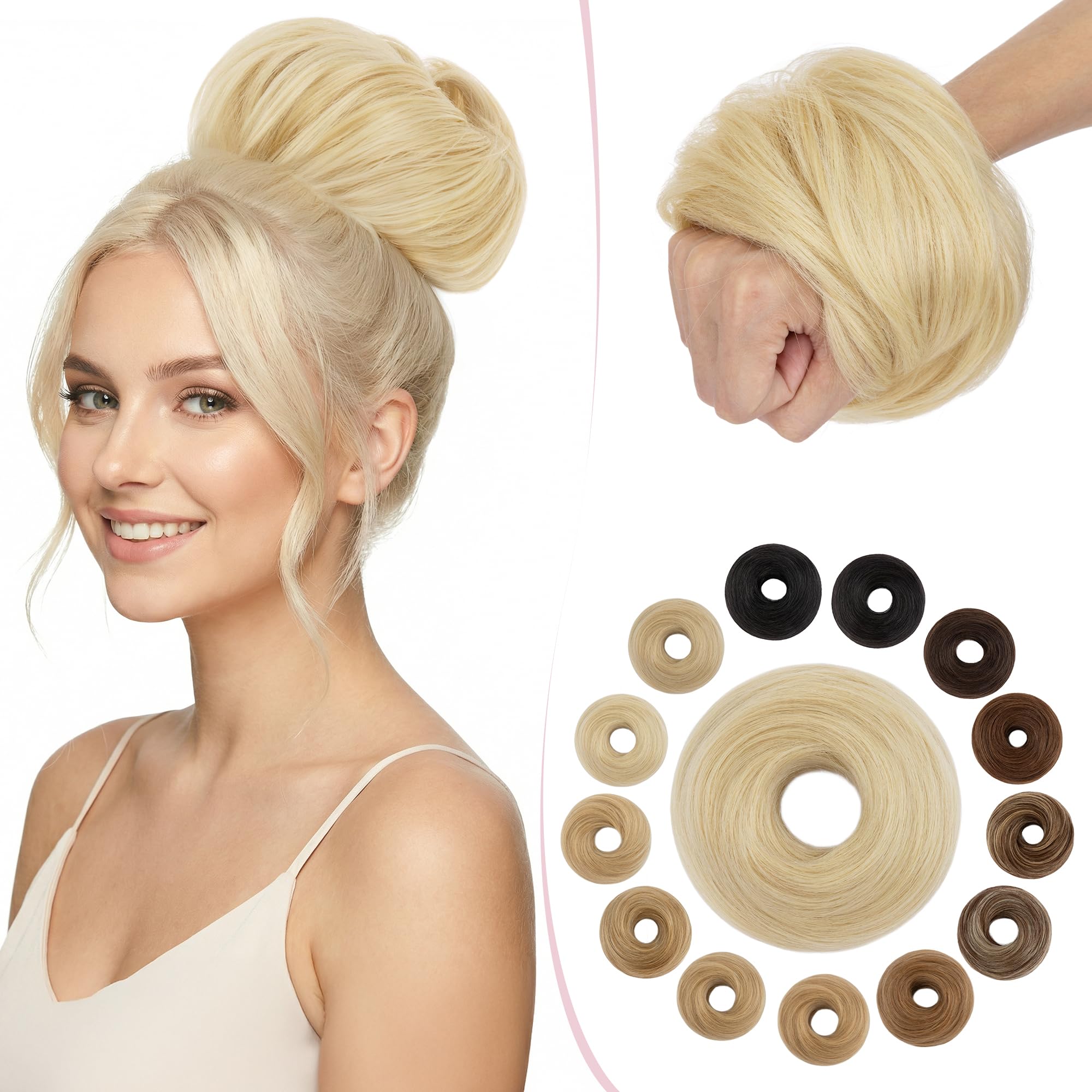 SEGO Pro Haarteil Mit Gummiband Echthaar Dutt Haarteil Echthaar Haargummi Mit Haaren Glatt Hair Messy Bun Hochsteckfrisuren Haarverlängerung für Damen Mädchen
