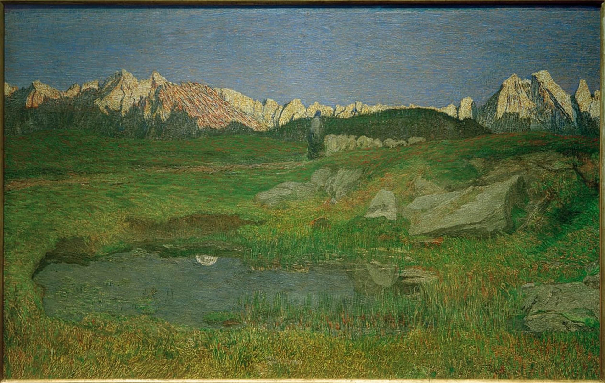 ARTXLXXBN Famous Prints Artwork Pictures Poster Painting Art Alpine Landscape At Sunset by Giovann Segantini Artwork Landscape Pictures for Home Decor 60x90cm