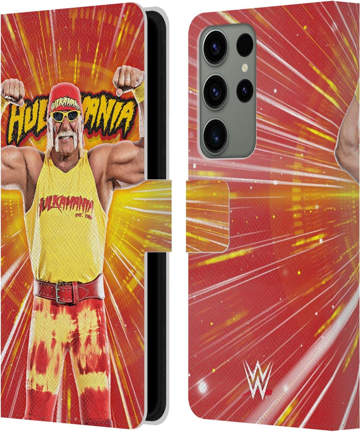 Head Case Designs Officially Licensed WWE Portrait Hulk Hogan Leather Wallet Case Compatible with Samsung Galaxy S23 Ultra 5G