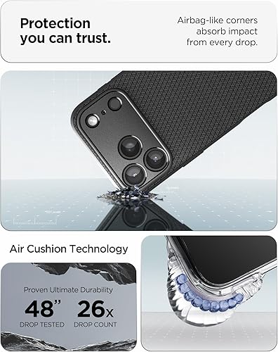 Vista 330 de Spigen Liquid Air - Funda diseñada para iPhone 13 Pro Max (2021), color negro mate