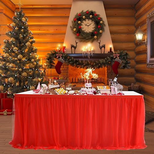 Suppromo - Falda de mesa con tutú de calidad superior, con 3 capas de malla, plisada, de tul, para fiestas, bodas, baby shower, fiestas de