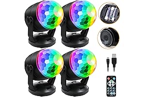 Luditek 4-Pack Battery Powered Disco Light, Party Lights w/Remote