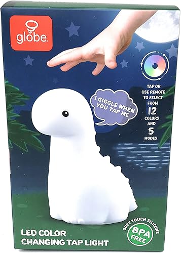 Globe Brontosaurus - Luz LED recargable que cambia de color con control remoto - Luz nocturna para la habitación del bebé o los niños, color blanco